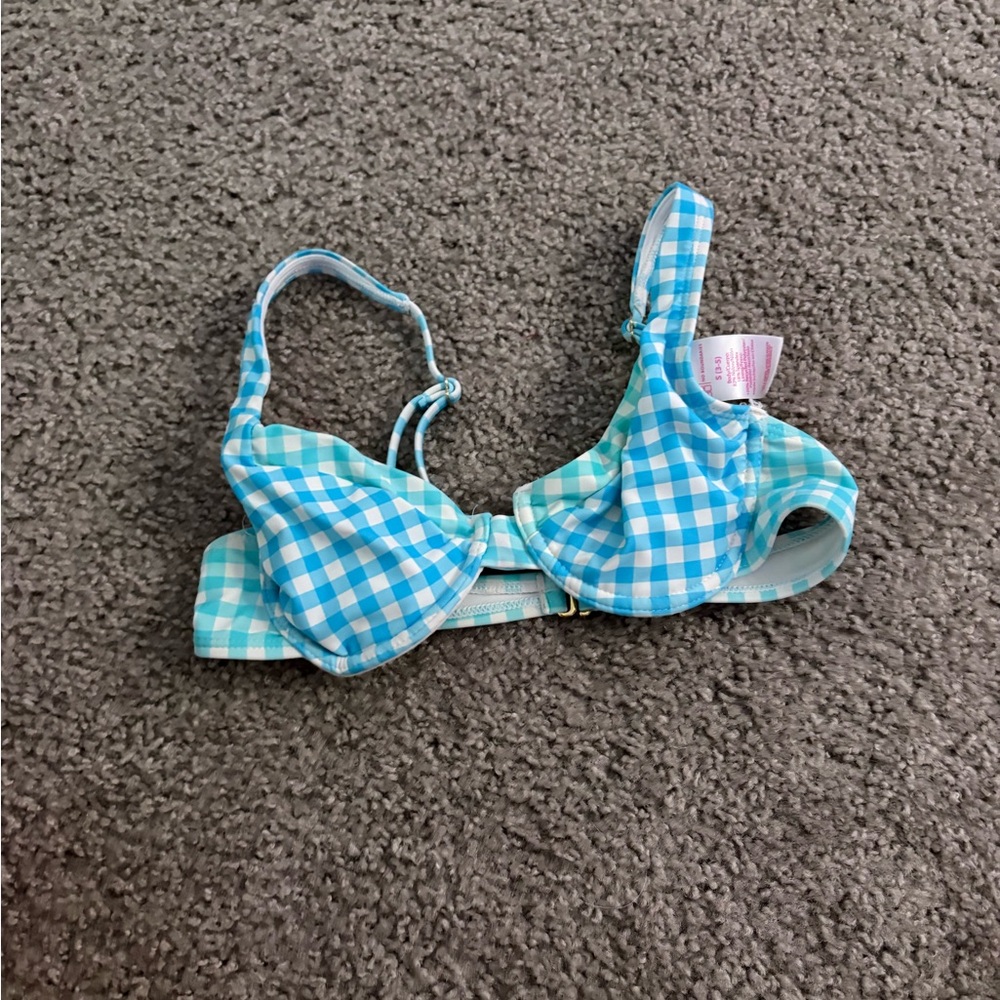 Blue Gingham Underwire Bikini Top - Brand Unspecified